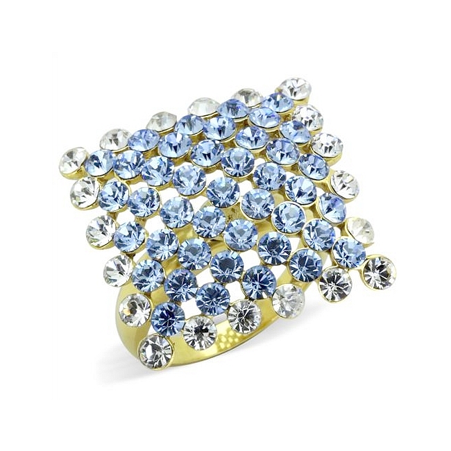 14K Gold Plated Pave Fashion Ring Light Sapphire Crystal