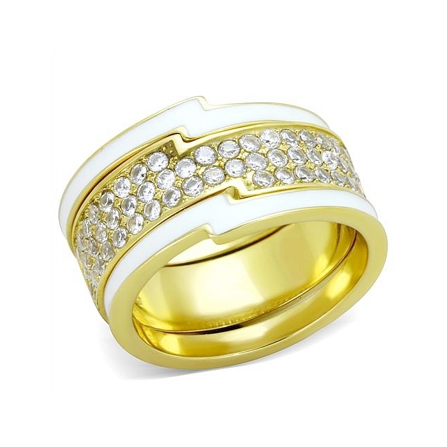 14K Gold Plated Band Fashion Ring Clear Cubic Zirconia
