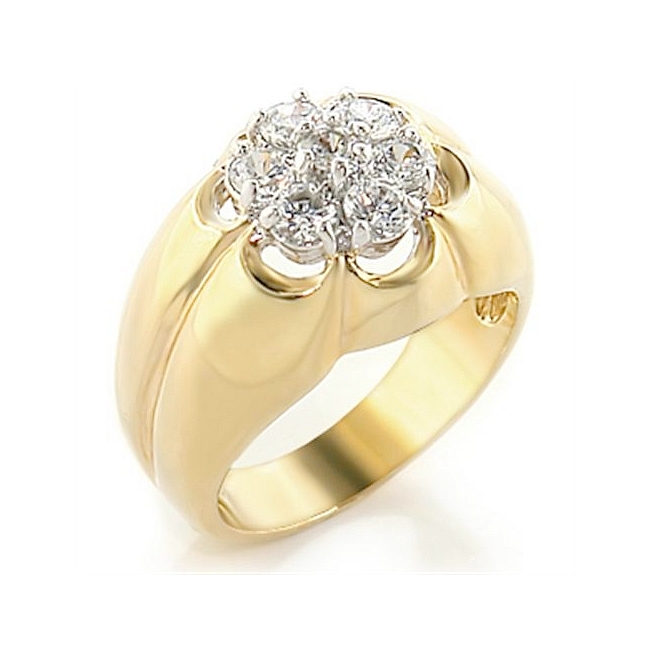 Exquisite Two Tone Mens Ring Clear CZ