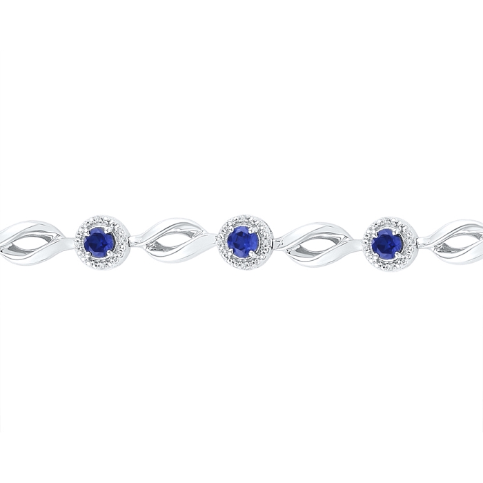 0.10 CT Diamond 3.15 Ct Blue Sapphire Bracelet