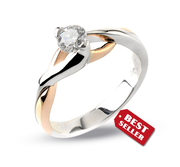 Unique Solitaire Engagement Ring 0.15 CT Diamond from Italy