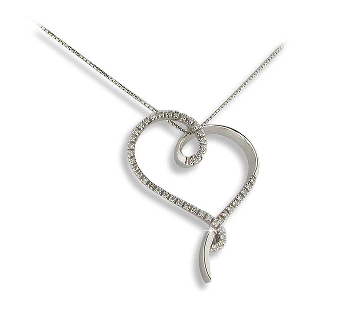 Unique Classico Heart 0.28 CT Diamond Italian Handmade Necklace