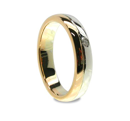 Italian White & Yellow Gold 0.04 CT Diamond Wedding Ring