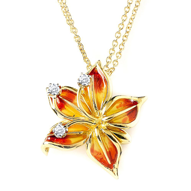 Luxury Flower Necklace 18K Yellow Gold