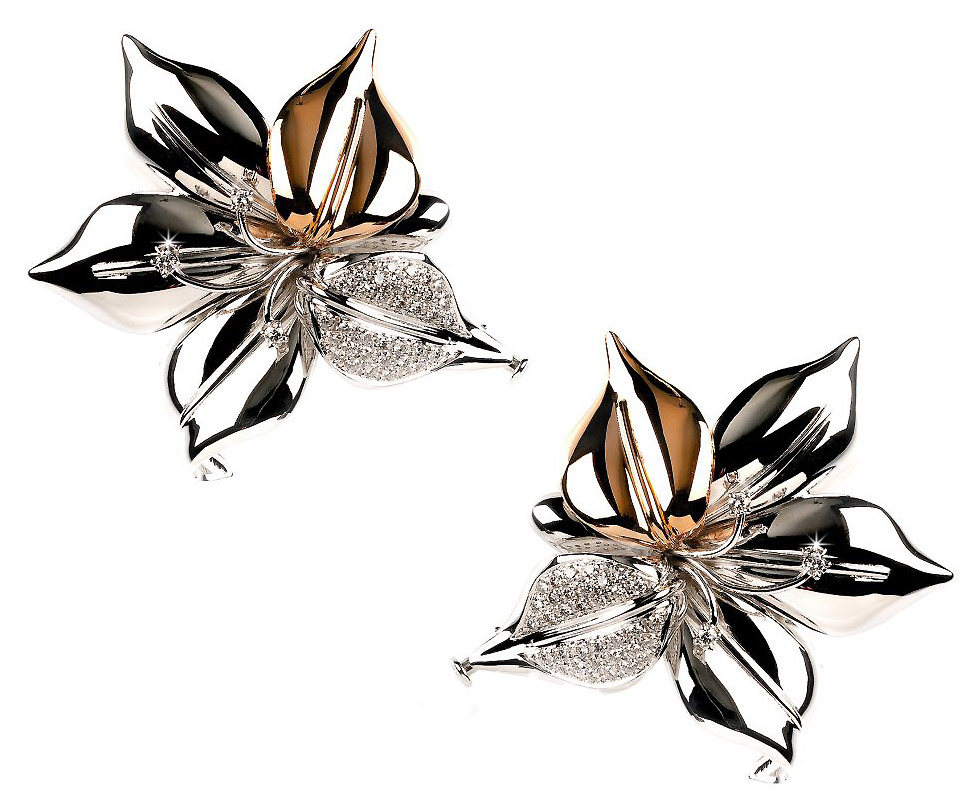 Luxury Italian 0.74 CT Diamond Flower Earrings
