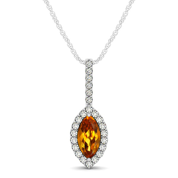 Fashionable Halo Marquise Cut Citrine Necklace