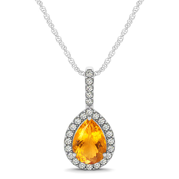 Classic Drop Necklace with Pear Cut Citrine Pendant