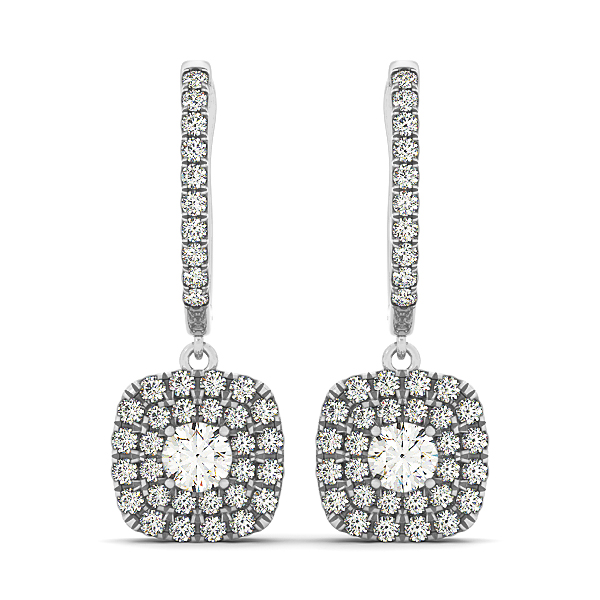 Cushion Dangle Diamond Earrings