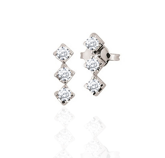 Three Stone Earrings 1/5CT From Italy