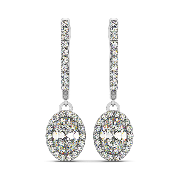Oval Cut Diamond Earrings Dangle Design
