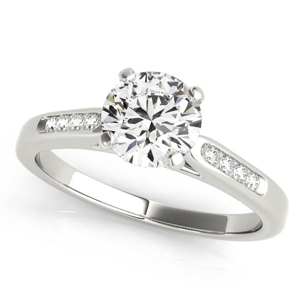 Elegant Classic V Neck Engagement Ring with Diamond Side Stones