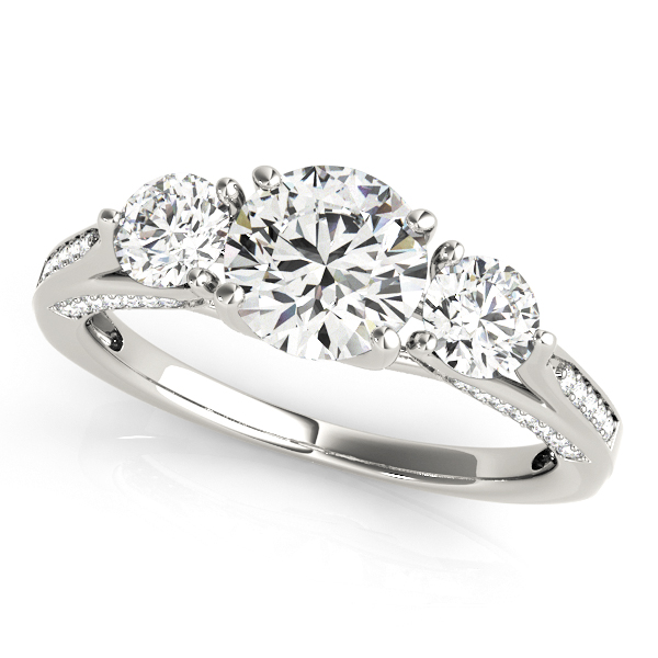 Three-Stone Engagement Ring Trellis Side & Accent Diamonds