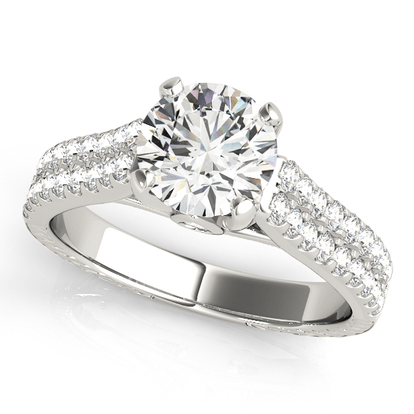 Luxury Pave Diamond Engagement Ring with Drop Diamond Accent