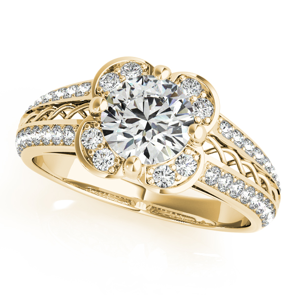 Original Split Shank Halo Engagement Ring with Accent Diamonds
