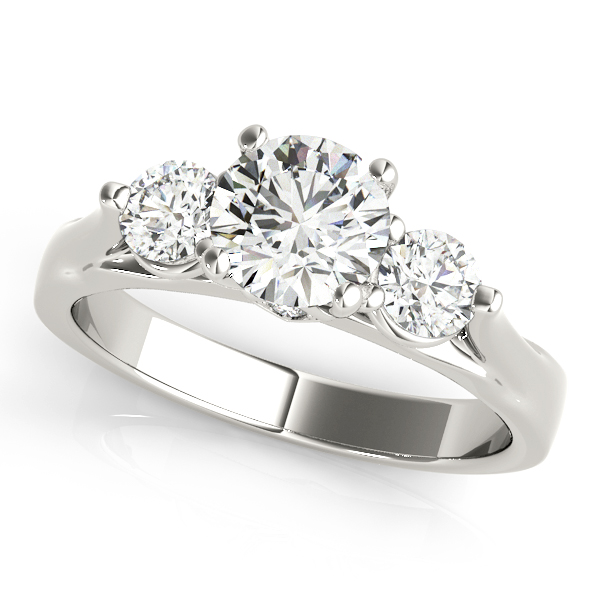 Unique Round Cut Diamond Engagement Ring with Three Stone Design