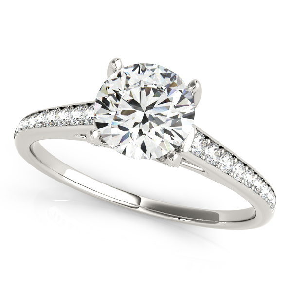 Side Stone Diamond Engagement Ring U-Shaped Diamond Scarf