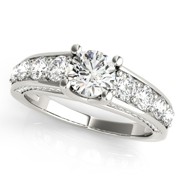 Beautifully Rare Trellis Side Stone Diamond Engagement Ring