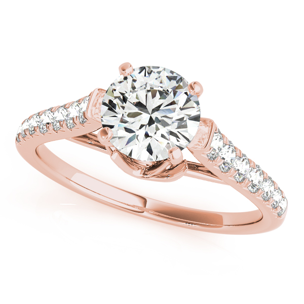 Avant-Garde Round Cut Engagement Ring Diamond Side Stones