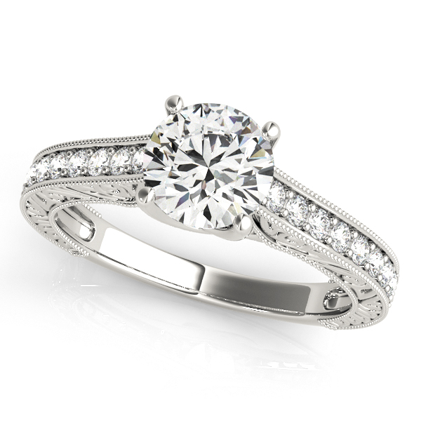 Exclusive Trellis Vintage Diamond Engagement Ring White Gold