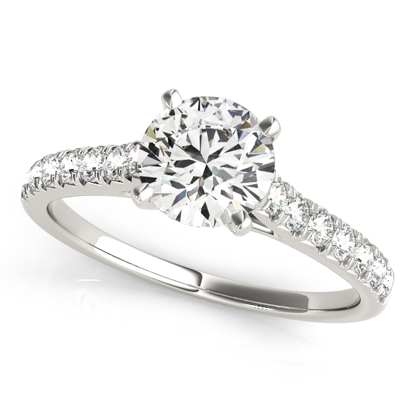 Traditional Side Stone Diamond Engagement Ring Prong Setting