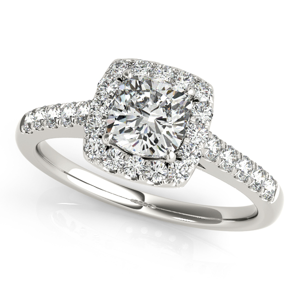 Elegant Cushion Cut Square Halo Diamond Engagement Ring
