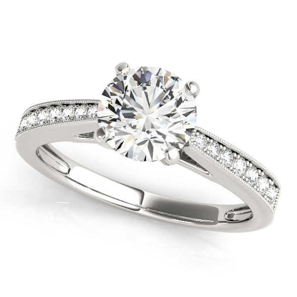 Elegant Filigree Engagement Ring with Diamond Side Stones