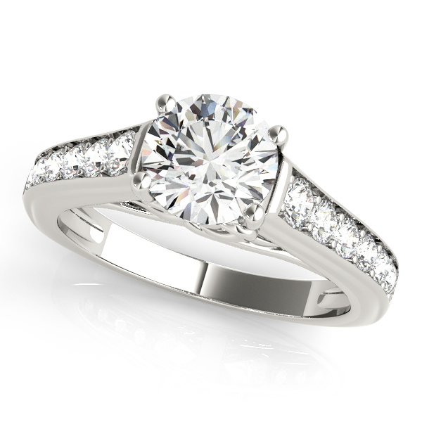 Classy Side Stone Engagement Ring with Heart Shank Design