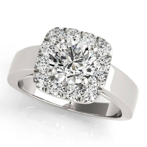 Chic Halo Engagement Ring in Bridge Shank without Side Stones