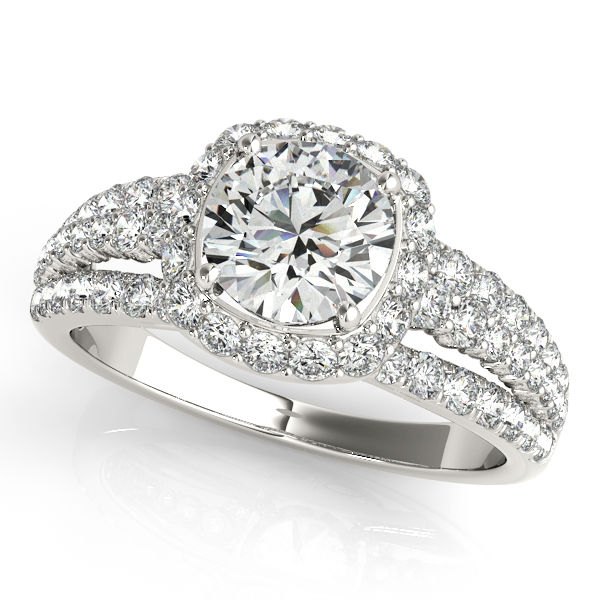 Gorgeous Three Row Multi-Side Stone Halo Engagement Ring