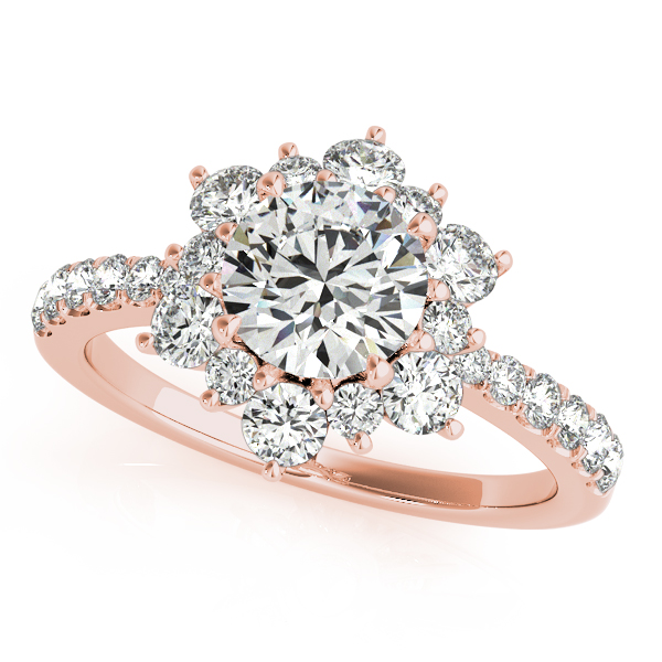 Incomparable Floral Side Stone Halo Diamond Engagement Ring