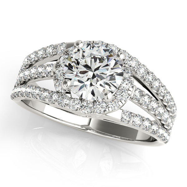 Modern Side Stone Diamond Engagement Ring with Split Shank