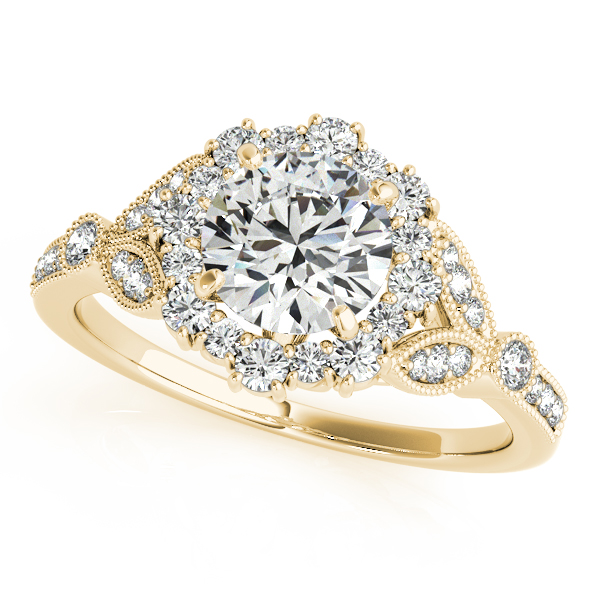 Luxury Vintage Halo Diamond Engagement Ring with Milgrain Edges