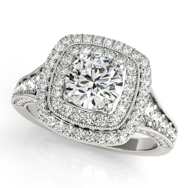 Upscale Vintage Halo Engagement Ring Beautiful Filigree