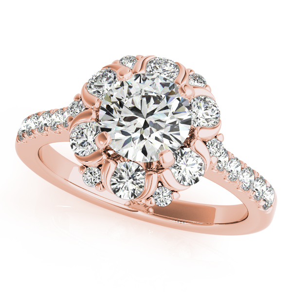 Unprecedented Floral Halo Engagement Ring Side & Accent Stones