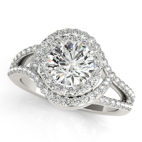 Magnificent Halo Engagement Ring with Split & Curved Shank