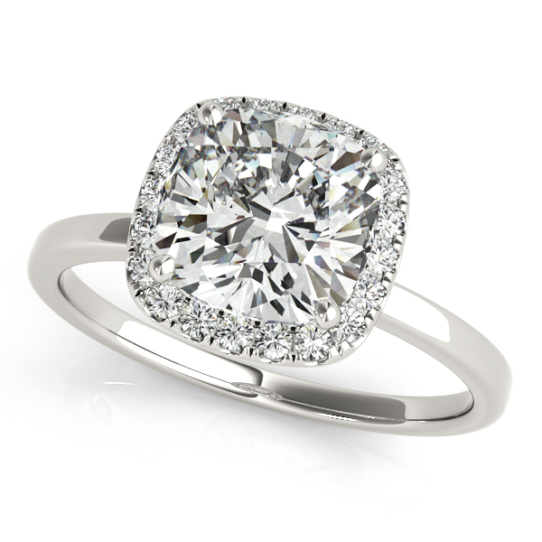 Magnificent Cushion Cut Diamond Halo Engagement Ring