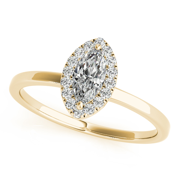 Attractive Halo Engagement Ring Marquise & Round Cut Diamonds