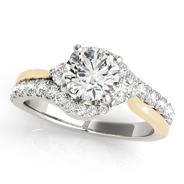 Accent Stone Bypass Engagement Ring with Curved Split Shank
