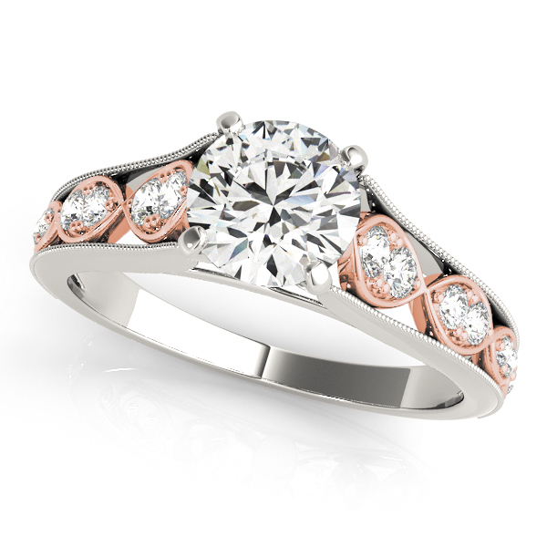 Infinity Engagement Ring Side Stone Diamonds Two Tone Shank