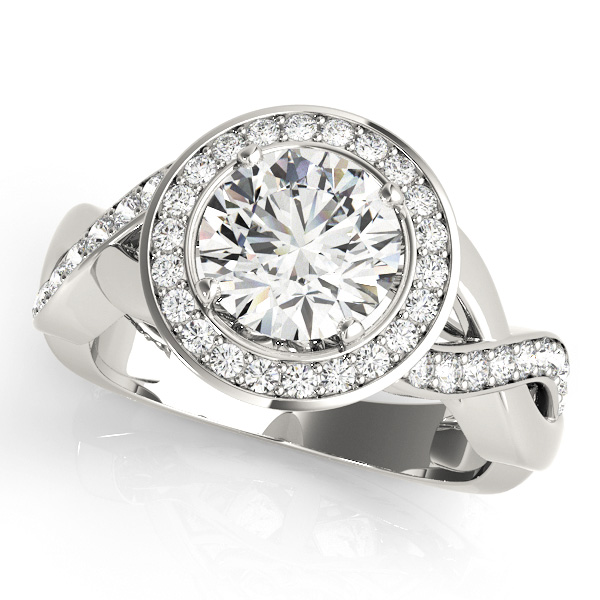 Halo Engagement Ring Cathedral Diamond Setting Twisted Shank