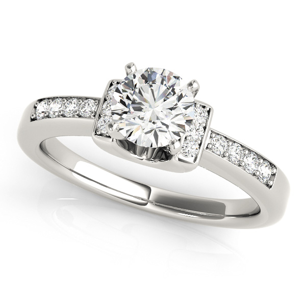 Lavish Two Tone Side Stone Engagement Ring with Diamond Scarf