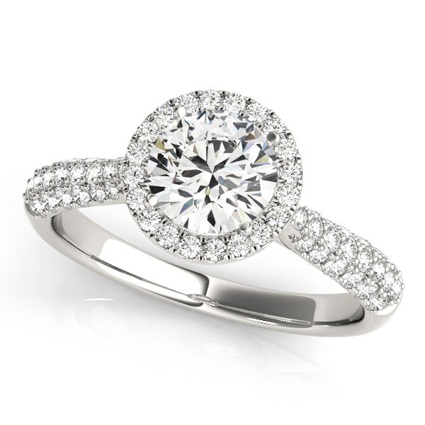 Traditional Halo Engagement Ring Vintage Cathedral Setting