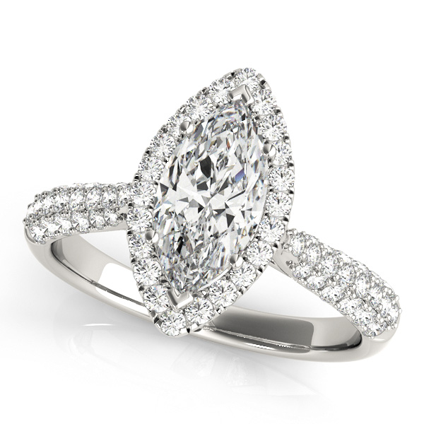 Marquise Engagement Ring Marquise Diamond Halo & Side Stones