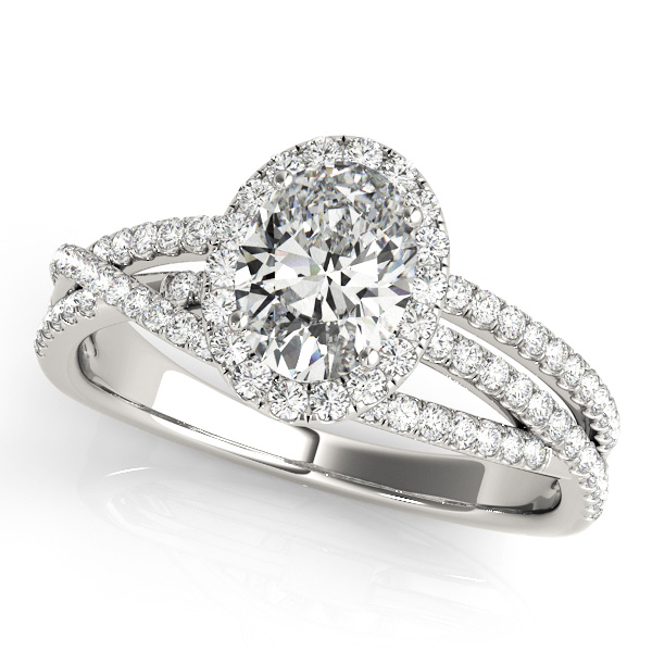 Oval Cut Engagement Ring Split Shank & Rows of Side Stones