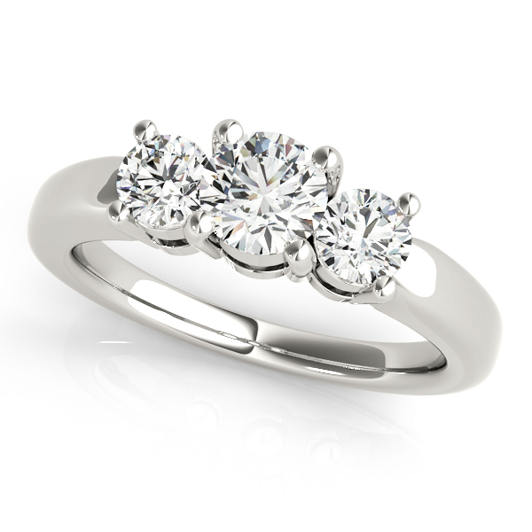 Classic Prong Engagement Ring with Three Round Cut Diamonds