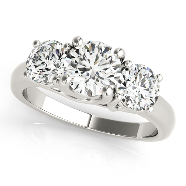 Unequaled Traditional Trellis Three Stone Engagement Ring