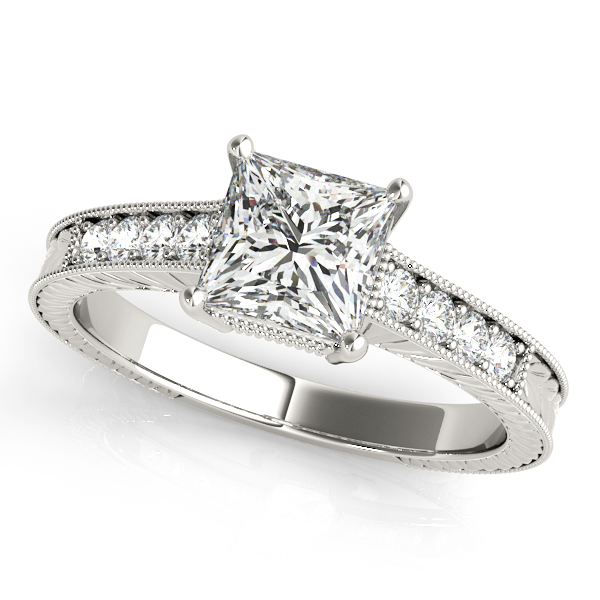 Antique Engagement Ring Princess Cut Diamond Vintage Filigree