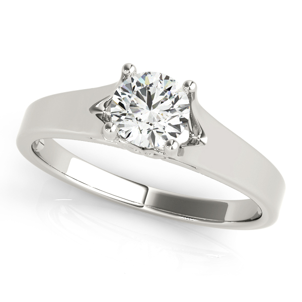 Modern V-Neck Design Solitaire Diamond Engagement Ring