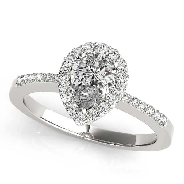 Sophisticated Pear Shaped Halo Diamond Engagement Ring