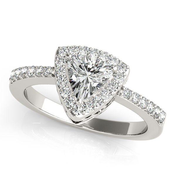 Rare Trillion Halo Diamond Engagement Ring Triangle Diamond